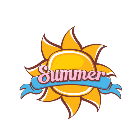 vector summer label. summer icon with sun.のイラスト素材