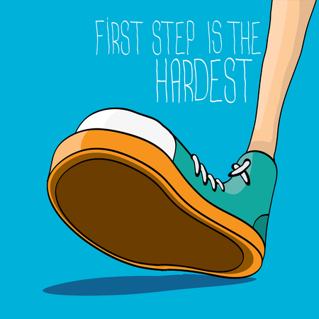vector hipster sneakers with motivation quoteのイラスト素材