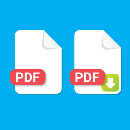 vector flat PDF file icon and pdf download iconのイラスト素材