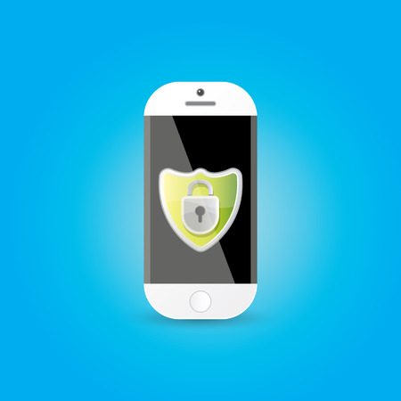 Mobile security app screen with shield and lockのイラスト素材