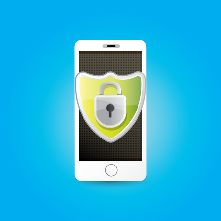 Mobile security app screen with shield and lockのイラスト素材