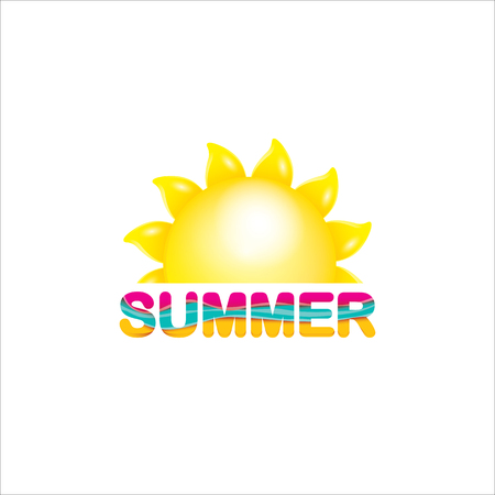 beautiful summer illustrations . vector summer label. summer icon with sun. Stylized design element. Background design for banner, poster, flyer, cover, brochure. Logo design.のイラスト素材