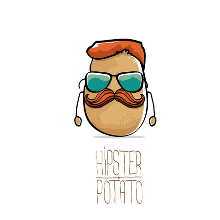 vector funny cartoon cute brown hipster potatoのイラスト素材
