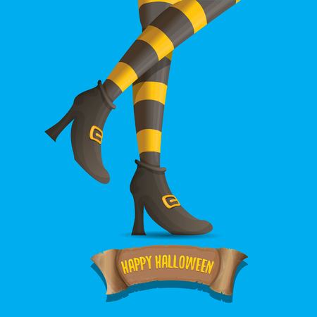 vector halloween party poster with witch legsのイラスト素材