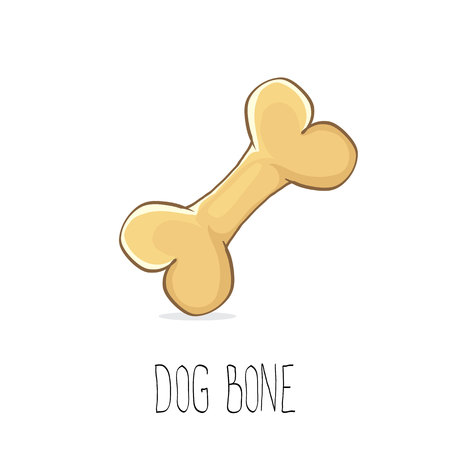 vector funny cartoon cute brown dog boneのイラスト素材