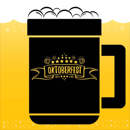 vector oktoberfest vector label on orange beerのイラスト素材