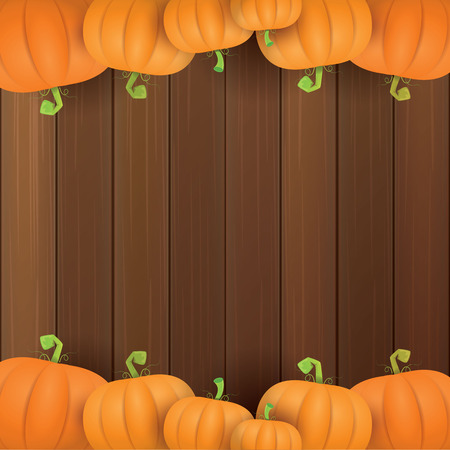 Autumn vector orange pumpkins border design template for banners and thanksgiving day backgrounds.のイラスト素材