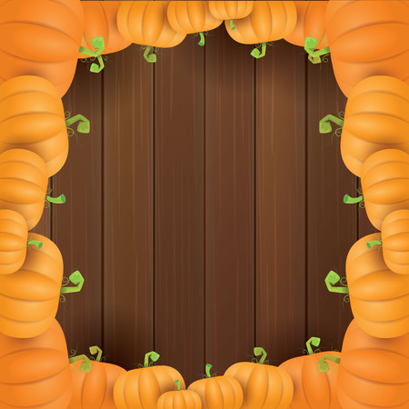 Autumn vector orange pumpkins border design template for banners and thanksgiving day backgrounds.のイラスト素材