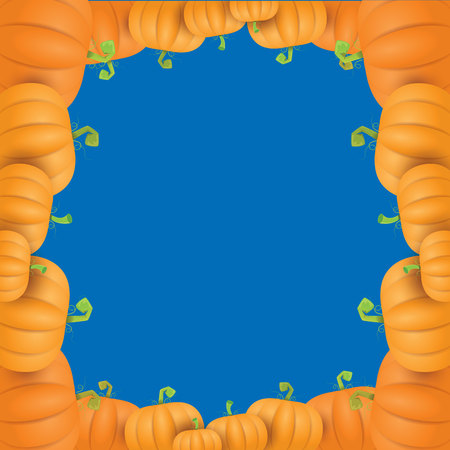 autumn vector orange pumpkins border design template for banners and thanksgiving day backgrounds.のイラスト素材