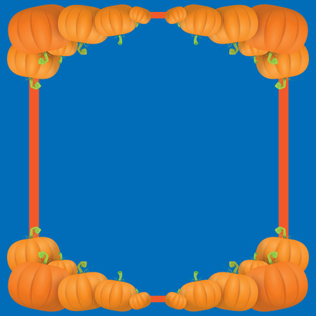 autumn vector orange pumpkins border design template for banners and thanksgiving day backgrounds.のイラスト素材