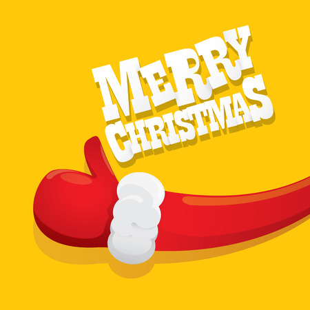 vector funky cartoon Santa Claus like hand icon isolated on orange background . thumbs up santa hand symbol.のイラスト素材