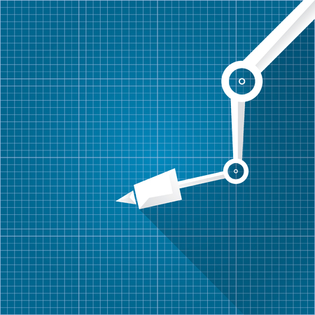 vector robotic arm symbol on blueprint paper background. robot hand. technology background designのイラスト素材