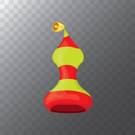 vector funky red and green stripped cartoon christmas elf hat isolated on transparent background. vector kids colorful elf hat icon or label. Christmas decorative design elementのイラスト素材