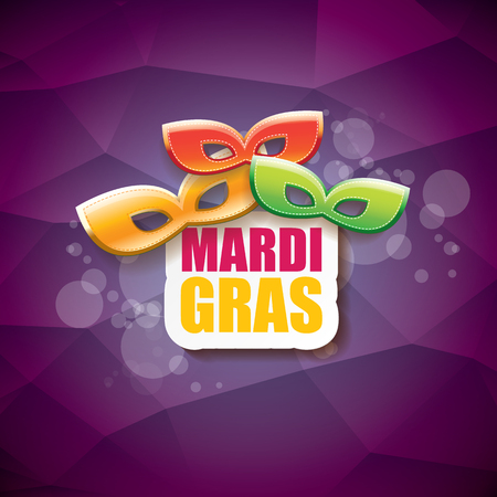vector new orleans mardi gras vector violet background with blur lights, carnival mask and text. vector mardi gras party or fat tuesday purple poster design templateのイラスト素材
