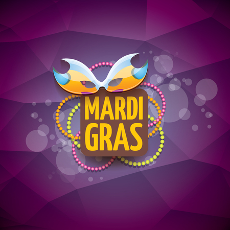 vector new orleans mardi gras vector violet background with blur lights, carnival mask and text. vector mardi gras party or fat tuesday purple poster design template with space for textのイラスト素材