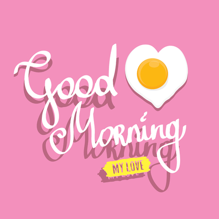 Fried Egg vector illustration. good morning concept. breakfast fried chicken egg with a orange yolk in the center of the fried egg flat laying on pink background. top viewのイラスト素材
