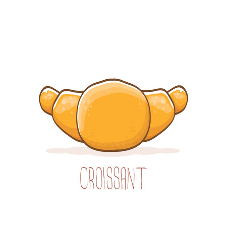 A vector cartoon croissant icon isolated on white background. vector hand made bakery logo designのイラスト素材