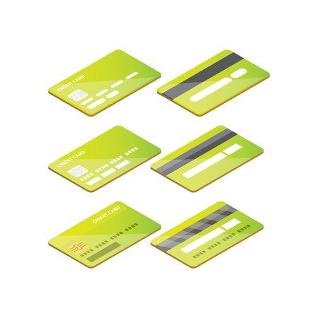 Isometric credit card icon set isolated on white background.のイラスト素材