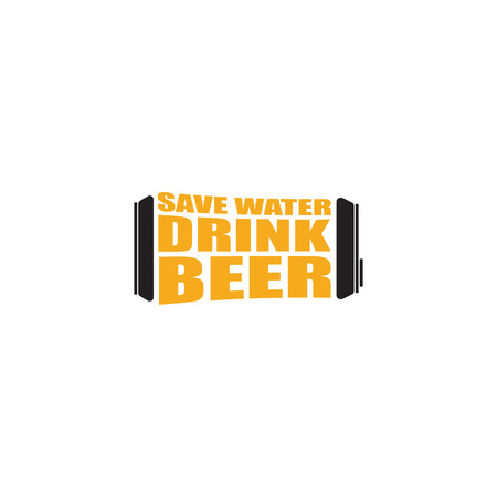 Save water drink beer vector poster design template with beer bottle silhouette. Craft beer label for breweryのイラスト素材