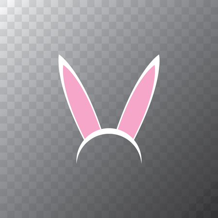 white easter bunny funky mask with rabbit ears isolated on transparent background. vector easter party maskのイラスト素材