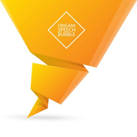 Abstract orange origami speech bubble or banner isolated on white background. Ribbon banner, scroll, price tag, sticker, badge, poster.のイラスト素材