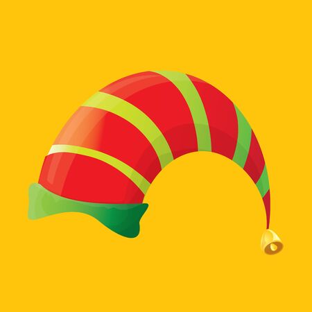 cartoon green christmas elf hat. vector illustrationのイラスト素材