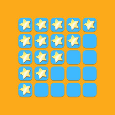 five star rating icon set. client feedback system rating with cartoon stars. funky Rate us web page design templateのイラスト素材