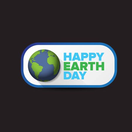 World earth day greeting card or banner with earth globe in black space. Vector World earth day concept illustration with planet isolated on black backgroundのイラスト素材