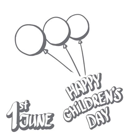 1 june international childrens day icon or label isolated on white background. happy Children day greeting card. kids day poster. Children day bannerのイラスト素材