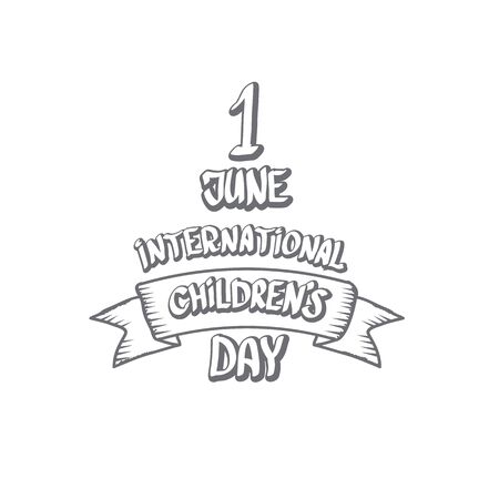 1 june international childrens day icon or label isolated on white background. happy Children day greeting card. kids day poster. Children day bannerのイラスト素材