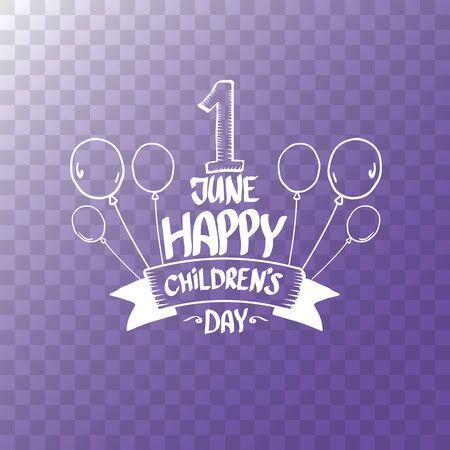 1 june international childrens day cartoon icon isolated on transparent background. happy Children day greeting card. Cartoon kids day poster. Children day bannerのイラスト素材