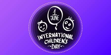 1 june international childrens day cartoon horizontal banner background. happy Children day greeting card. icon or label. Cartoon kids day poster. Children day bannerのイラスト素材