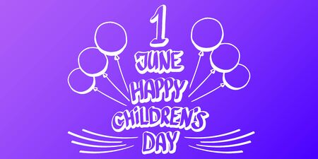 1 june international childrens day cartoon horizontal banner background. happy Children day greeting card. icon or label. Cartoon kids day poster. Children day bannerのイラスト素材