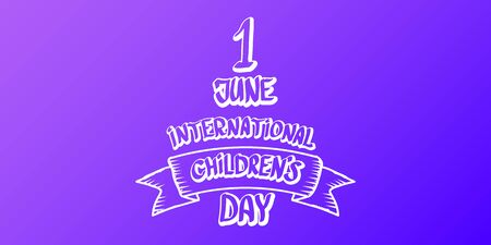 1 june international childrens day cartoon horizontal banner background. happy Children day greeting card. icon or label. Cartoon kids day poster. Children day bannerのイラスト素材