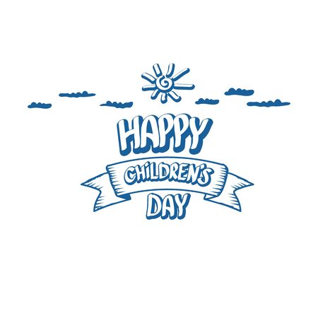 1 june international childrens day cartoon doodle style banner background. happy Children day greeting cad, icon or label. Cartoon kids day poster. Children day hand drawn banner designのイラスト素材