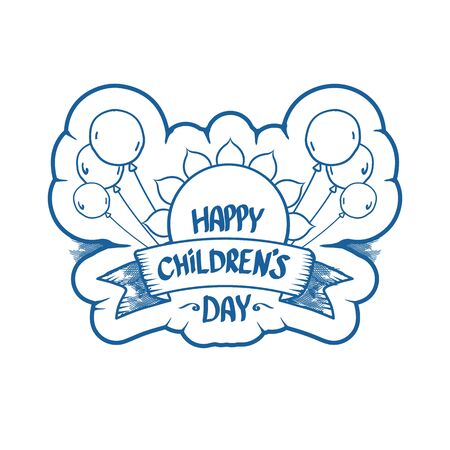 1 june international childrens day cartoon doodle style banner background. happy Children day greeting cad, icon or label. Cartoon kids day poster. Children day hand drawn banner designのイラスト素材