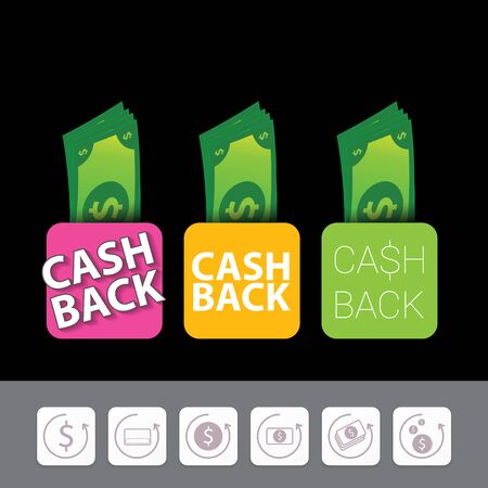 vector cash back icon isolated on black background.のイラスト素材