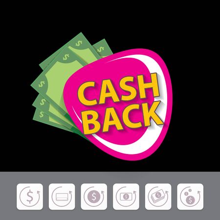 vector cash back icon isolated on black background.のイラスト素材