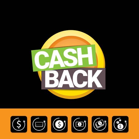 vector cash back icon isolated on black background.のイラスト素材