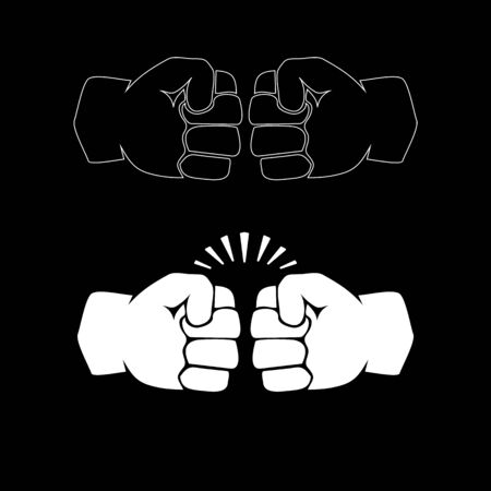 Two clenched fists bumping. Conflict, protest, brotherhood or clash concept vector illustrationのイラスト素材