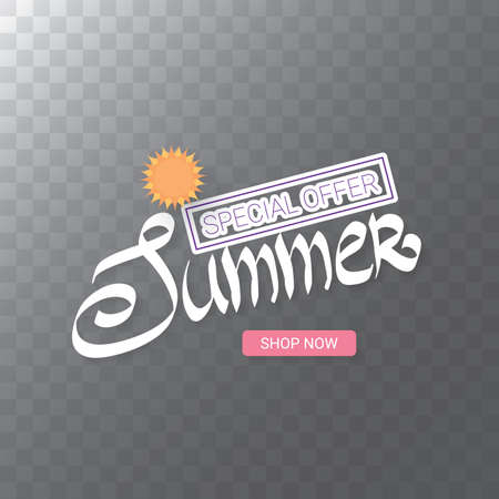 vector summer sale modern design template web banner or poster. Summer sale label with typographic text on transparent backgroundのイラスト素材