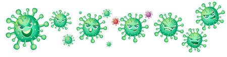 cartoon funny angry virus covid 19 character set isolated on white background. My name is...
