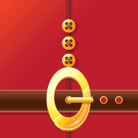 vector merry christmas classic red cartoon background with santa claus belt and golden buckle....