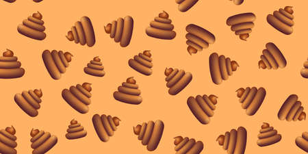 Vector seamless pattern with cartoon pile of turd on orange backgroundのイラスト素材
