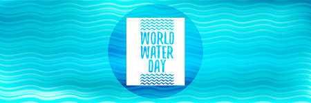 World water day horizontal banner design template. 22 march International water day concept horizontal vector illustration with text and water bubbles on blue water background.のイラスト素材