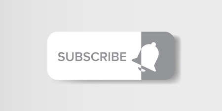 PrintWhite paper subscribes button with ring bell isolated on stylish grey background. Subscribe...