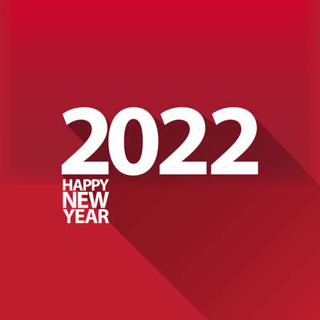 2022 Happy new year creative design background or greeting card with text. vector 2022 new year numbers isolated on red backgroundのイラスト素材