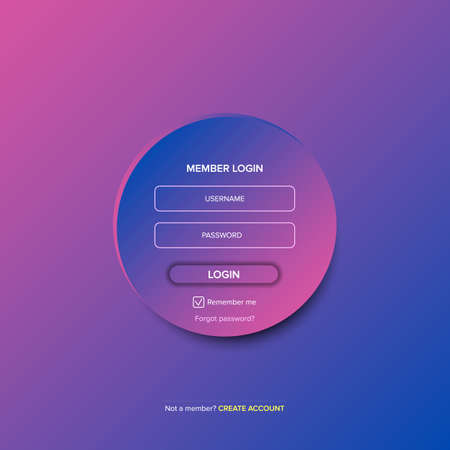 Login form web page design template or mock up. Mobile website ui vector elements set.のイラスト素材