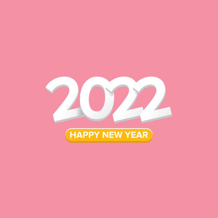 2022 Happy new year creative design background or greeting card with text. vectorr 2022 new year numbers isolated on pink backgroundのイラスト素材