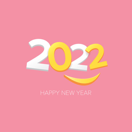 2022 Happy new year creative design background or greeting card with text. vectorr 2022 new year numbers isolated on pink backgroundのイラスト素材